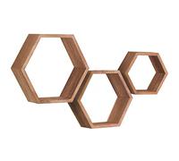 MITREL Estantes Flotantes Hexagonales, Estante Hexagonal De Madera Maciza para Colgar En La Pared, Estante Decorativo para Dormitorio, Sala De Estar, Oficina, Juego De 3(Negro Carbonizado)