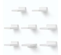 MITREL Estantes Flotantes Pequeños para Pared, Juego de 8, Estante Cuadrado de Madera para Objetos Pequeños, Decoración de Mini Estante Colgante, 10,2x10,2x4 cm(Blanco Rústico)