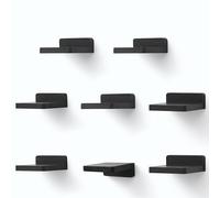 MITREL Estantes Flotantes Pequeños para Pared, Juego de 8, Estante Cuadrado de Madera para Objetos Pequeños, Decoración de Mini Estante Colgante, 10,2x10,2x4 cm(Negro Rústico)