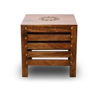 MITRIA TRADERS Taburetes de madera para sala de estar, dormitorio, mesa auxiliar para decoración de exteriores/interiores, taburete cuadrado (12 x 12 x 12 pulgadas)