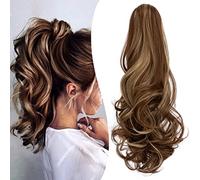 Mitrygreen Claw Clip Ponytail Extension 18" Clip in Wavy Ponytail Hair Extensions Long Pony Tails for Women Extensions Ash Blonde Mix Light Brown Wave Hairpiece