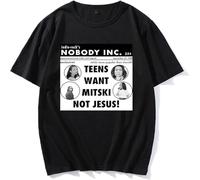 Mitski Newspaper T Shirt Men Summer T-Shirts Funny Dad Tshirt Unisex tee Fashion Tops Футболка Camiseta Clothing Black XL
