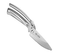 MITSUMOTO SAKARI 12 cm Tijeras Cocina Profesionales, Tijeras de Cocina Japonesas de Alta Resistencia con Revestimiento de Titanio Plateado, Tijeras de Acero Inoxidable Multiusos para Carne, Huesos