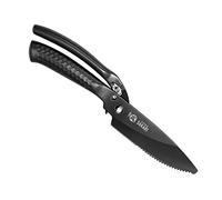 MITSUMOTO SAKARI 12 cm Tijeras de Cocina Japonesas, Tijeras Cocina Profesionales de Alta Resistencia Chapadas en Titanio Negro, Tijeras de Acero Inoxidable Multiusos para Pollo, Carne, Huesos, Pescado