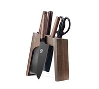 MITSUMOTO SAKARI 6 Pcs Juego de Cuchillos Cocina Japoneses Profesionales, Cuchillos Basicos Cocina Alemán de Aleación de Acero Premium y Tijeras Desmontables, Set Cuchillos con su Propio Afilador