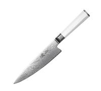 MITSUMOTO SAKARI Cuchillo Gyuto Blancos, Cuchillos Cocina de Acero en Polvo VG-Pro, 20 cm Cuchillo Japonés Forjado a Mano (Mango G10 y Caja de Sándalo)