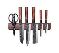 MITSUMOTO SAKARI Soporte Cuchillos Cocina Profesional, Madera Preciosa de Acacia Iman Cuchillos de Cocina Japón, 40cm Porta Cuchillos Cocina Magnético de Madera Maciza de Doble Fila
