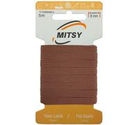 MITSY Banda elástica resistente a la rotura para coser, ancha, 8 mm, 5 m, marrón, fuerte goma para goma para pantalones, hogar, manualidades, telas para cerca