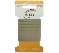 MITSY Cinta elástica resistente para coser, ancho de 6 mm, 5 m, color beige, resistente, para goma de pantalones, hogar, manualidades, telas para costura