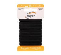 MITSY Cinta elástica resistente para coser, ancho de 8 mm, 5 m, color negro, para goma de pantalones, hogar, manualidades, telas para costura