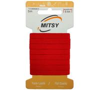 MITSY Cinta elástica resistente para coser, ancho de 8 mm, 5 m, color rojo, para pantalones de goma para el hogar, manualidades, telas para costura