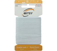 MITSY Cordón de goma de 3 mm, redondo, 5 m, blanco, con cinta elástica