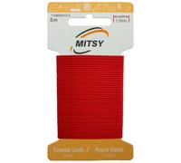 MITSY Elástico redondo resistente a desgarros, cordón de goma para coser, ancho 1,5 mm, 5 m, rojo fuerte, redondo, goma de goma para pantalones, hogar, manualidades, telas para cerca