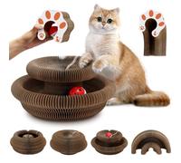Mittimiya Rascador para Gatos Carton, 2 en 1 Magic Organ Cat Scratching Board Plegable, Cat Scratcher con Bola de Juguete, Tabla de Rascar para Gatos de Cartón Corrugado para Interiores y Exteriores