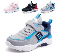 Mitudidi Zapatillas de Deporte Niño Cómodas y Ligeras Bambas Deportivas con Velcro Zapatillas Niño para Running Actividades Cotidianas y Excursiones Azules 30
