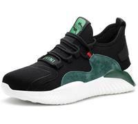 Mitudidi Zapatos de Seguridad para Hombre Mujer Ligero Zapatos de Trabajo Calzado de Seguridad con Punteras de Acero Transpirable Antideslizante Zapatillas Deportivas Negro Verde 46 EU