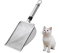 MITUMORMOR Pala para gatos de acero inoxidable para arena de gatos, distancia entre agujeros, mango de arenero para gatos, pala para arenero de gatos, pala para gatos con mango de madera, Litter Box