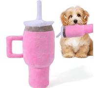 Mity rain Vaso con asa para perro, juguete chirriante para perros, juguete interactivo de pelusa y tupido para perros pequeños/perros grandes/perros de tamaño mediano (1 rosa)
