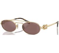 Miu Miu Mujer MU 54ZS ZVN70D Gafas de sol Metal Oro Marrón Redonda Normal Espejo