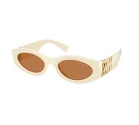 Miu Miu Mujer Miu Miu MU 11WS 0MU 11WS 21D90Q Gafas de sol Acetato Blanco Marrón Redonda Normal