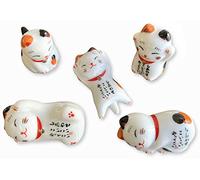 MIUFA Soporte de cerámica para palillos, cuchara, cuchillo, tenedor (gato de la suerte, 5 piezas)