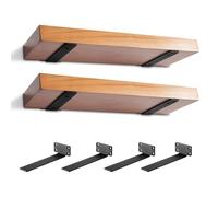 MIUGO Paquete de 4 soportes de estante resistentes, soportes flotantes de 12 pulgadas de largo, soportes para estantes, soportes de metal recubierto de negro (1/5 pulgadas de grosor)