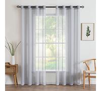 MIULEE 2 Hojas de Cortinas Visillos Poliéster Translucida de Dormitorio Moderno 8 Ojales Moderna Decorativa para Ventana Salón Sala Cuarto Dormitorio Comedor Cocina Hogar 140x200cm Gris