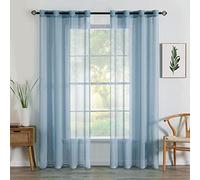 MIULEE 2 Hojas de Cortinas Visillos Poliéster Translucida de Dormitorio Moderno 8 Ojales Moderna Decorativa para Ventana Salón Sala Cuarto Dormitorio Comedor Cocina Hogar 140x160cm Azul Polvoriento
