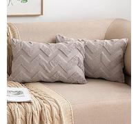 MIULEE 2 Piezas Funda Cojines Funda de Almohada Diseño Boho Lana de Imitación Cojin Moderno Decoración Cremallera Oculta para Silla Oficina Cama Habitacion Dormitorio Salón 30x50 cm Arena
