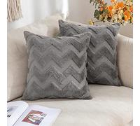 MIULEE 2 Piezas Funda Cojines Funda de Almohada Diseño Boho Lana de Imitación Cojin Moderno Decoración Cremallera Oculta para Silla Oficina Cama Habitacion Dormitorio Salón 50x50 cm Gris Oscuro