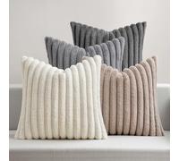 MIULEE 4 Piezas Fundas de Cojines Piel Sintética Suave Moderno Cojín de Cómoda Lavable Fundas de Almohada Decoracion para el Hogar para la Sala de Estar Dormitorio Sofá 45x45 cm Gris carbón