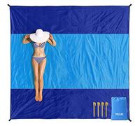 MIULEE Alfombras de Playa Grande Antiarena Impermeable Manta Picnic 200x210 cm Manta Playa para 3-4 Personas Manta Camping Exterior Plegable y Lavable Viajar Acampar Parque Azul