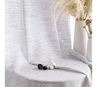 MIULEE Cortinas de Salon Lino Visillo Dormitorio Translucidas Transparente Puro para Ventana Sala Cruzada Visillo Cortina de Salón Modernas Comedor Cocina 2 Hojas 140x160 cm Blanco Gris