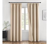 MIULEE Cortinas Opacas con Cinta Fruncida 2 Piezas 140x200 CM, Beige Cortina Ventana Dormitorio Modernas Cortina Anti Luz, Salon Cortinas Opaca Termica Aislante Habitacion Modernas