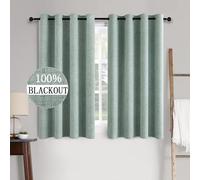 MIULEE Cortinas Opacas Cortinas Aislantes Térmicas con Ojales 100% Opacas Cortinas de Lino Sala de Estar Protección contra el Frío Cortina Blackout Juego de 2, 140 x 160 cm Agua Verde