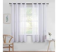 MIULEE Cortinas Poliéster Translucida de Dormitorio Moderno Ojales Cortina Ventana Visillos Salon para Sala Cuarto Dormitorio Comedor Salon Cocina de 2 Unidades 140x160 cm Blanco