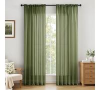 MIULEE Cortinas Poliéster Translúcida Fresca Transparente Salon Ventana Visillo Moderno para Sala Cuarto Dormitorio Habitación Comedor Cocina Salón Sala de Esatr 2 Unidades 140 x 225cm Matcha Verde