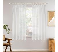 MIULEE Cortinas Salon Blanco Dormitorio Modernas 2 Piezas Visillos Translucidas Dormitorio Cocina Cortina Matrimonio Juvenil Habitacion Visillo Decorativo 140 x 185 CM