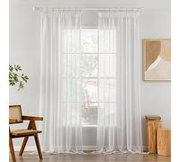 MIULEE Cortinas Salon Blanco Dormitorio Modernas 2 Piezas Visillos Translucidas Dormitorio Cocina Cortina Matrimonio Juvenil Habitacion Visillo Decorativo 140 x 260 CM