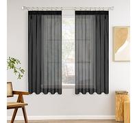 MIULEE Cortinas Salon Dormitorio Modernas 2 Piezas Visillos Translucidas Dormitorio Cocina Cortina Matrimonio Juvenil Habitacion Visillo Decorativo Negro 140 x 145 CM