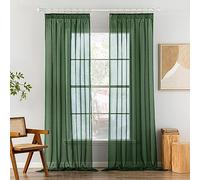MIULEE Cortinas Salon Dormitorio Modernas 2 Piezas Visillos Translucidas Dormitorio Cocina Cortina Matrimonio Juvenil Habitacion Visillo Decorativo Verde Oscuro 140 x 260 CM