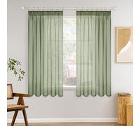 MIULEE Cortinas Salon Dormitorio Modernas 2 Piezas Visillos Translucidas Dormitorio Cocina Cortina Matrimonio Juvenil Habitacion Visillo Decorativo Verde Salvia 140 x 145 CM