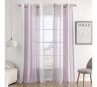 MIULEE Cortinas Salon Modernas con Rayas Blanco y Lavanda, Bonitas Cortinas Dormitorio Juvenil con Ojales, Translucidas Visillos para Ventanas Habitacion, Visillos Salón 2 Piezas, 2X A140xL260CM