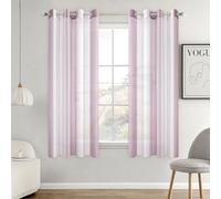 MIULEE Cortinas Salon Modernas con Rayas Blanco y Lavanda, Bonitas Cortinas Dormitorio Juvenil con Ojales, Translucidas Visillos para Ventanas Habitacion, Visillos Salón 2 Piezas, 2X A140xL160CM