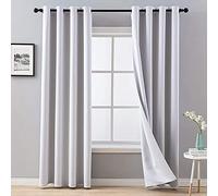 MIULEE Cortinas Salon Opacas 2 Piezas Modernas 140x215 CM, Gris Blanco Cortina Dormitorio Sala Anti Luz, Habitacion Cortina Opaca Ventana Ojales, Fuerte y Suave Cortinas Opacas Termica Aislante Frio