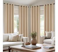 MIULEE Cortinas Salon Opacas 4 Piezas, Beige Cortinas Dormitorio Modernas Anti Luz, Habitacion Termicas Aislantes Frio y Calor Cortas para Ventanas, 140x175 CM