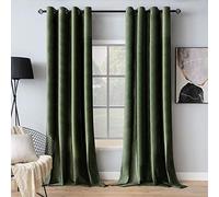 MIULEE Cortinas Salon Terciopelo Verde Oliva con Ojales, 2 Piezas Cortinas Terciopelo Invierno 140x215 CM (An x Al), Cortinas Termica Terciopelo para Dormitorio, Suave Cortina Habitacion Terciopelo