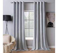 MIULEE Cortinas Terciopelo Blanco Grisáceo Salon Modernas 2 Piezas, Cortinas de Terciopelo Suave Semiopacas con Ojales, Cortina Termicas Aislantes Frio Anti Luz Invierno Ventana Cortina Dormitorio