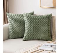 MIULEE Funda Cojines de Pana para Sofa Fundas de Almohada Protectores Cojín Cuadrada Decorativo Duradero Moderna para Sala de Estar Salon Silla Cama Dormitorio Oficina 50x50 cm 2 Piezas Verde Pasto