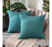 MIULEE Funda Cojines Exterior Impermeable de Lino Fundas de Almohadas Suave de Sofá Almohadas Decorativas para Salón Cama Silla Habitacion Oficina Dormitorio Lumbar 45x45 cm 2 Piezas Azul Claro